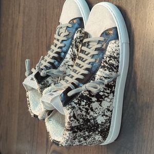 P448 Cow print high top sneakers